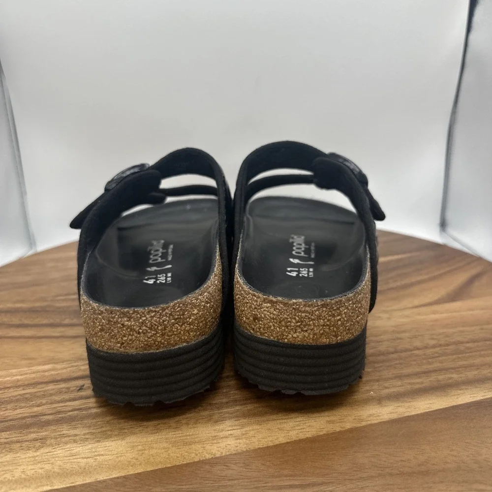 Birkenstock Papillio Arizona Black Quilted Platform Sandals Women's EU 41 US 10